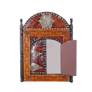 Specchio marocchino, specchio rustico da finestra, fatto a mano, arte specchio, specchio intarsiato in osso - Foto 1 di 7