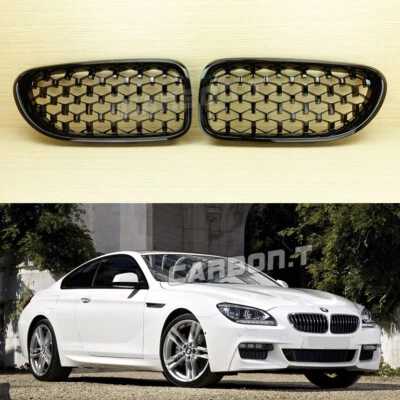 Parrilla delantera negra brillante Diamond Look para BMW Serie 6 F06 F12 F13 2012-17 ABS Foto 1 de 4