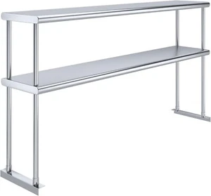 12'' x 60'' Stainless Steel Adjustable Double Overshelf - Work&Prep Table Add-On - Picture 1 of 5