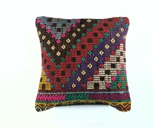 Oushak Kilim Pillow 16x16 Handmade Vintage Decorative Bohemian Sofa Cushion A675 - Picture 1 of 4