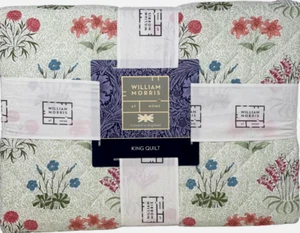 WILLIAM MORRIS England KING Cotton Lily Flower Russet Diamond Quilt Coverlet - Picture 1 of 3