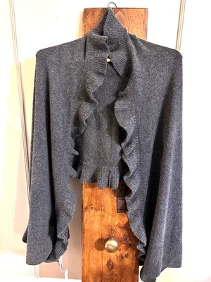 NWT WHITE + WARREN 100% CASHMERE RUFFLED WRAP SCARF 26''x78'' Nordstrom Tag $275 - Image 1 of 4