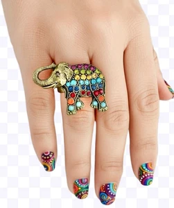 Antico anello elefante tono oro di Mary DeMarco, La Contessa, made in USA firmato - Foto 1 di 3