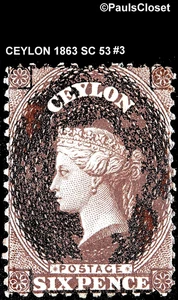 CEYLON 1863 SC 53 QUEEN VICTORIA 6p CHOC BROWN MNH P12½ WM 1a F/VF - Picture 1 of 2