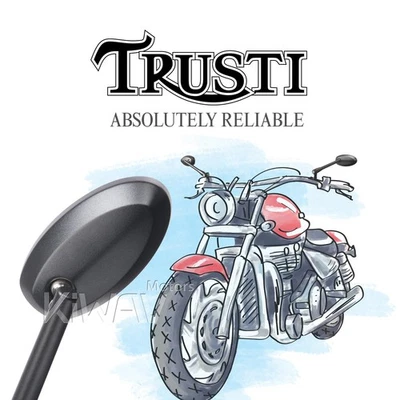 Espejos retrovisores compactos y ordenados TRUSTI mini ovalados negros convexos 10 mm para Honda Suzuki Yamaha Foto 1 de 4