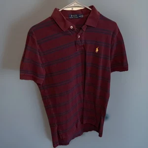 Ralph Lauren bordeaux blu navy 1/4 bottoni uomo medio logo giallo - Foto 1 di 3