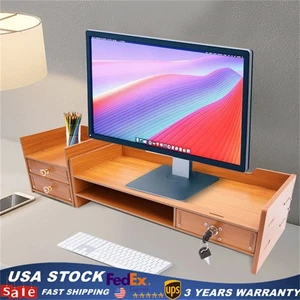 Holz Schreibtisch Organizer mit Schubladen Bürobedarf Computer Schreibtisch Tischplatte - Bild 1 von 11