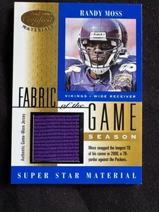 RANDY MOSS #/78 2001 LEAF CERTIFIED FABRIC OF THE GAME Season FG-66 Gold - Bild 1 von 2