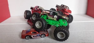3 HOT WHEELS MONSTER TRUCKS -  & 3 HOTWHEELS   CARS - 1.64 - Picture 1 of 13