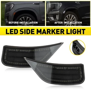 2Pcs Fit Chevrolet Tahoe Suburban GMC Yukon 2021-23 LED Marker Side Light Smoked - Picture 1 of 15