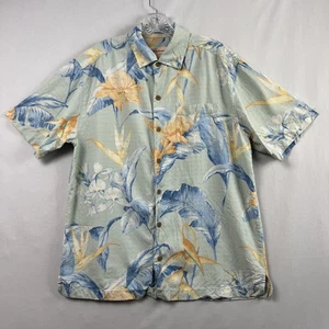 Camisa de Seda Tommy Bahama Para Hombres Mediana Floral Tropical Hawaiano Campamento Salvia Resort - Imagen 1 de 11