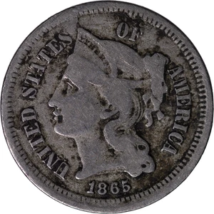 1865 Three Cent Nickel ~ VG Details - Picture 1 of 2