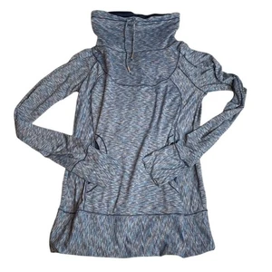 PRANA kleine blaue sportliche Stretch-Kängurutasche Spacedye Wasserfallausschnitt CORNELIA - Bild 1 von 5