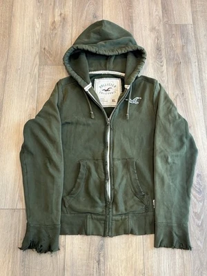 Y2K Hollister Para hombres Cremallera Completa Envejecida Capucha Térmica Logo Verde Desteñido Talla XL Foto 1 de 4