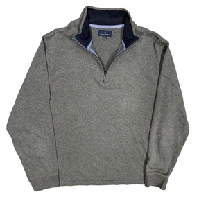 Suéter Pullover Brooks Brothers 1/4 Cremallera Tejido Gris Algodón Grande - Imagen 1 de 8