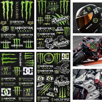4 Stück Motorrad Aufkleber, PVC Selbstklebend Helm Sticker, Wasserfest Dekor  - Bild 1 von 4