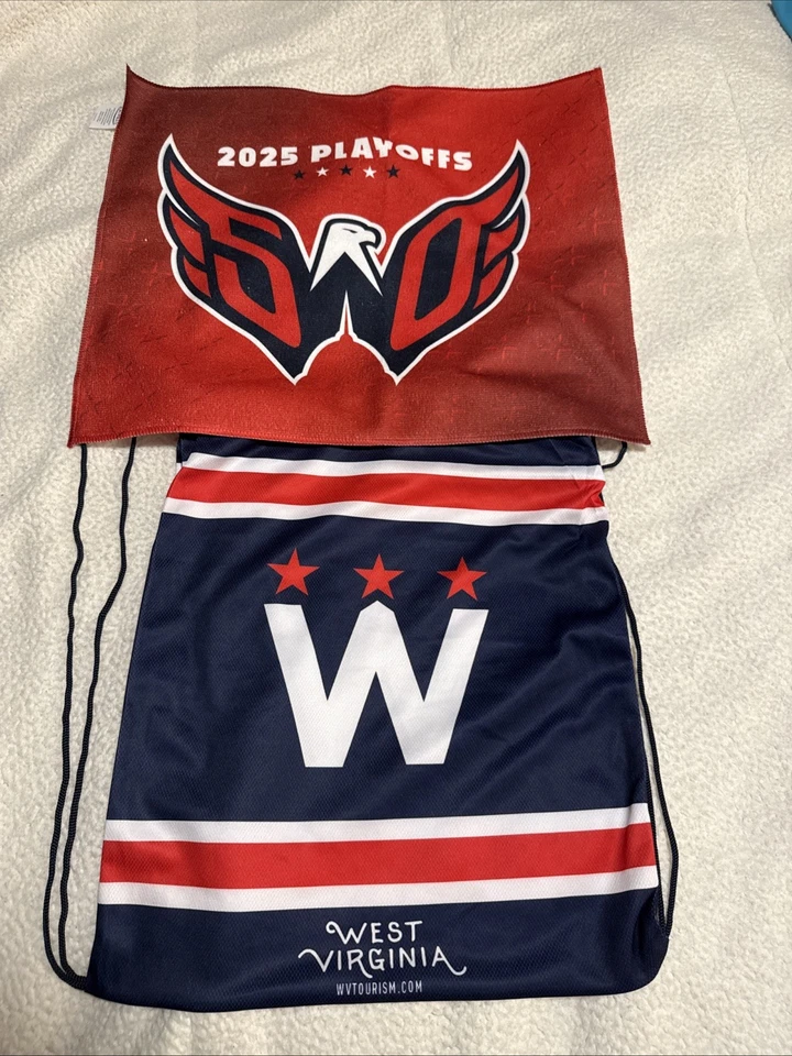 2025 Playoff Washington Capitals Rally Towel W/ West Virgina Backpack - Image 1 of 1