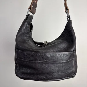 Tylie Malibu Black Hobo Purse Tote Bucket Shoulder Bag Leather Rhinestone Y2K - Picture 1 of 16