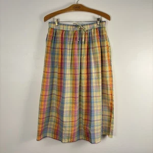 VTG Only Necessities Womens Plus Size 20W Pastel Plaid Pull On Maxi Skirt Cotton - Picture 1 of 6