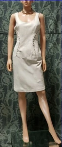 Versace Off White Metal Hardware Embellished Leather Dress 44 - 10* - Picture 1 of 10