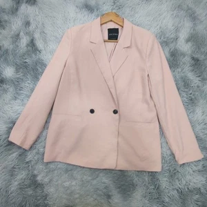 Decjuba Double Breasted Oversized Boxy Blazer Jacket Womens 12 Blush Pink Career - Picture 1 of 16