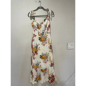 NWT Reformation Nikita Floral Tie Shoulder Midi Sundress Bouquet Women's Size 8 - Picture 1 of 6
