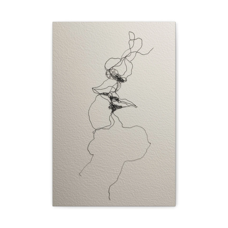 Minimalist Abstract Couple Line Art Canvas Wall Art, "Embrace" Love (vertical) - Image 1 of 1