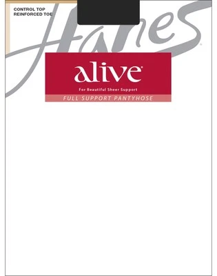 Hanes Alive Pantyhose Full Support Control Top Reinforced Toe Silky Sheer sz A-F - Image 1 of 2