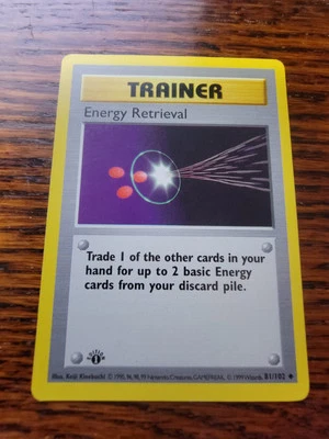 1ST EDITION Energy Retrieval 85/102 1999 SHADOWLESS Base Pokemon Cards MP - Image 1 of 3