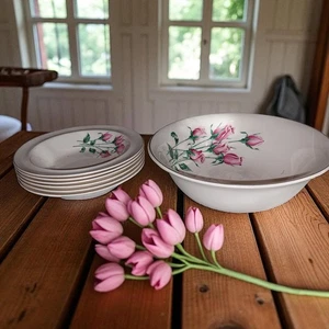 Vintage Alfred Meakin Pink Rose Dessert Set – 7 Pieces - Picture 1 of 15