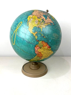 De Colección Años 50 Cram's 10.5" Universal Terrestre Globo Escritorio Base de Metal EXCELENTE Foto 1 de 4