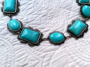 HAUTE HIPPIE NEU MIT ETIKETT KÜNSTLICHER TÜRKIS & SILBERNER GÜRTEL PASST 28" BIS 38" VERSTELLBAR - Bild 1 von 6