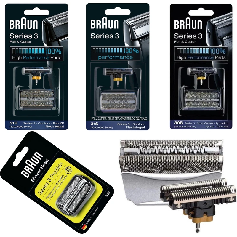 Braun Series 3 paquete combinado 30B 32B 31B 31S cabezal de afeitado de repuesto lámina cuchillas afeitadora