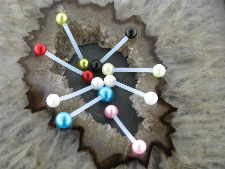 Brust Piercing Industrial Metallfrei Kunststoff Ball metallic Farben Ohr Intim  - Bild 1 von 1