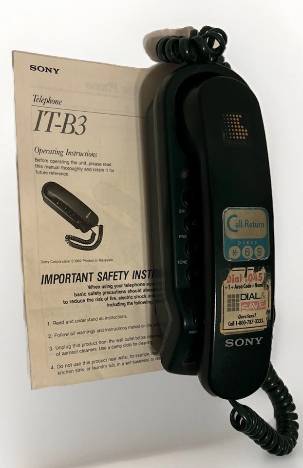 Teléfono fijo Sony IT-B3 verde bosque con botón pulsador con cable con manual Foto 1 de 4