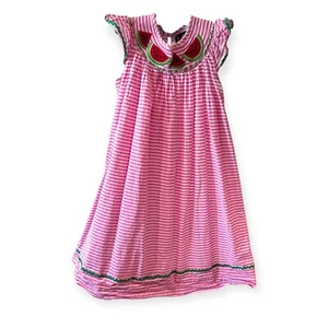 Lil Cactus Pink Stripe Embroidered Watermelon Bishop Dress Size 5 - Picture 1 of 5