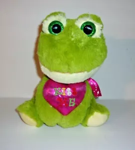 "Fiocco nastro interamericano peluche verde crema rana rosa cuore bacio me love 10" - Foto 1 di 3