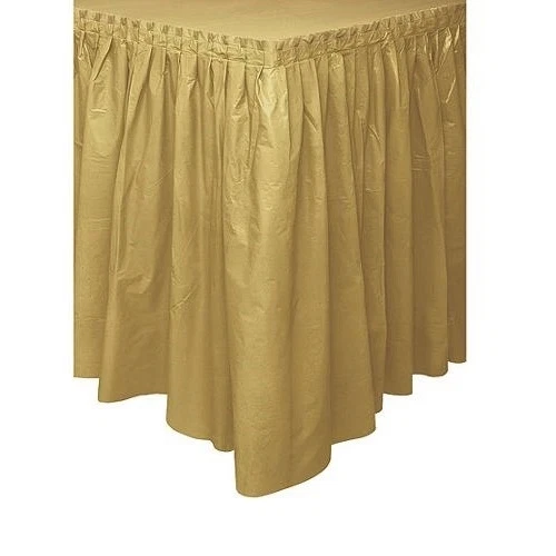 Faldas de mesa de plástico plisado autoadhesivas 29" x 13' desechables para banquete Foto 1 de 1