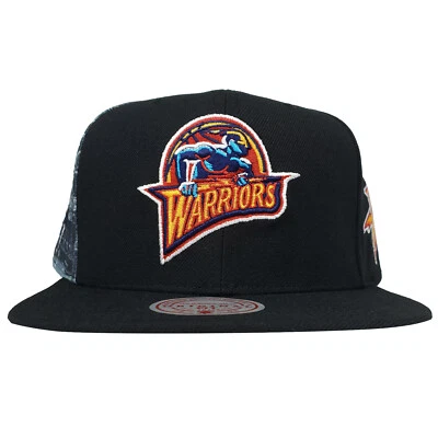 Boné Golden State Warriors Mitchell & Ness NBA Snapback logotipo 3D azul marinho novo com etiquetas - Imagem 1 de 4
