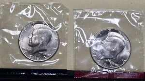 1984 P & D Kennedy Half Dollar 50C Philadelphia Denver in Mint Cello Free Ship - Picture 1 of 2