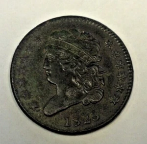 1825 HALF CENT AU DETAILS ENVIRONMENTAL DAMAGE ROTATED DIE REDUCED 6/18/25 (2412 - Picture 1 of 2