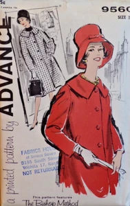 Advance Sewing Pattern 9560 Misses Coat Button Front Collar Size 10 VTG 60s UC - Picture 1 of 6