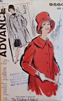 Advance Sewing Pattern 9560 Misses Coat Button Front Collar Size 10 VTG 60s UC - Image 1 of 4