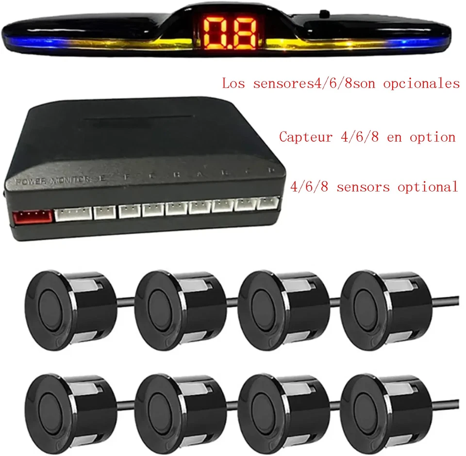 Multiple Radar Parking Sensor Kit Backlight LED Display Backup Monitor Detector - Image 1 of 4