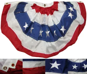 1.5x3 FT USA American 18x36 Nylon Embroidered Fan Flag Banner Bunting FAN - Picture 1 of 9