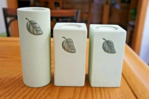 Vintage Partylite trio Candle Holders Meadow Breeze Leaf motif - Picture 1 of 6