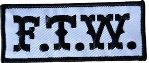 F.T.W. MC MOTORCYCLE BIKER CLUB ANARCHY GANG WHITE BLACK VEST IRON ON PATCH - Picture 1 of 2