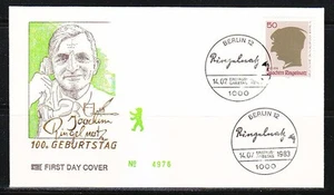 Germany Berlin 1983 FDC cover Sc 9N486 Mi 701 Joachim Ringelnatz,painter& writer - Picture 1 of 1