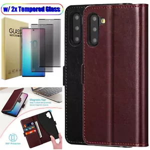 For Samsung Galaxy Note10/Note10+ 5G Leather Case Cover/Privacy Screen Protector - Picture 1 of 45