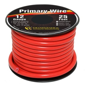 Red 12-Gauge Primary Wire Roll of 25Ft - Picture 1 of 2
